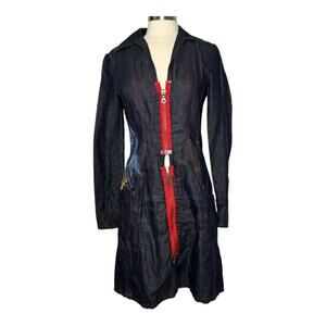 OHDD Save The Queen Blue Denim Jacket Dress Graphic Print Size 30 M